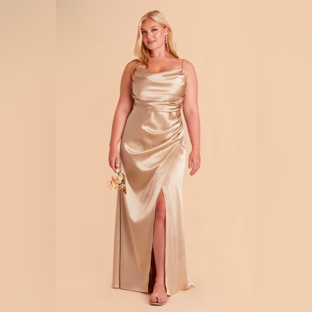 Birdy Grey Lydia Shiny Satin Dress - Neutral Champagne